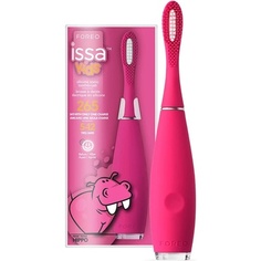 Электрическая звуковая зубная щетка Issa Kids 5-12 с медицинским силиконом и щетиной из полимера Pbt - Бегемот с розовым носом, Foreo