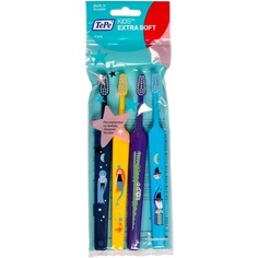 Зубная щетка Kids X-Soft для детей от 3 лет — очень мягкая и красочная щетка для бережной и достаточной чистки — разноцветная, 4 шт., Tepe