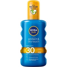 Прозрачный солнцезащитный спрей Sun Protect &amp; Dry Touch Spf 30, 200 мл, Nivea