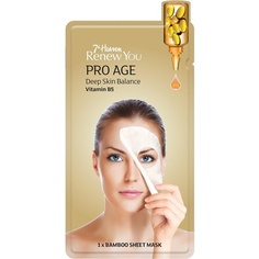 Renew You Pro Age бамбуковая тканевая маска с витамином B5 для глубокого баланса кожи, 7Th Heaven