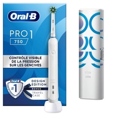 Электрическая зубная щетка Oral-B Pro 1 750, белая, с дорожным футляром и щеткой, Oral B