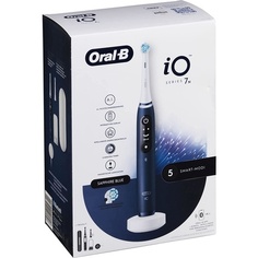 Электрическая зубная щетка Oral-B Io Series 7. 2 зубные щетки. 5 режимов чистки зубов. Магнитная технология. Дисплей и дорожный футляр. Дизайн: Brown Sapphire Blue., Oral B