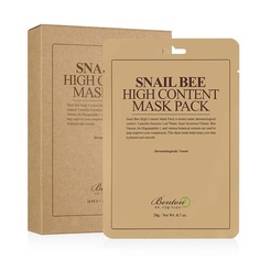 Snail Bee High Content Mask Pack 20G 10 листов - Успокаивающая и увлажняющая тканевая маска для лица, Benton