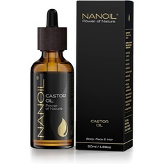 Касторовое масло Натуральное чистое органическое масло холодного отжима для волос, тела и лица, 50 мл, Nanoil