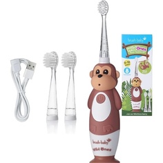 Wildones детская электрическая перезаряжаемая зубная щетка с 1 ручкой, USB-кабель для зарядки для детей 0-10 лет, обезьяна, Brush-Baby