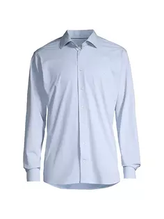 Эластичная рубашка узкого кроя в горошек Eton, синий