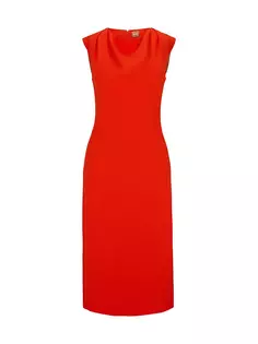 Деловое платье приталенного кроя с характерным вырезом Boss, красный