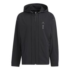 Куртка Men&apos;s adidas Wj Mh Wv Wb Athleisure Casual Sports Solid Color Hooded Woven Black Jacket, черный