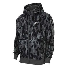 Куртка Nike French Terry Camouflage Casual Breathable Sports Hooded Jacket Black, черный