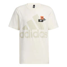 Футболка Men&apos;s adidas Alphabet Logo Printing Casual Round Neck Short Sleeve White T-Shirt, белый