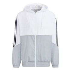 Куртка Men&apos;s adidas U Util Wb 2 Athleisure Casual Sports Woven Color Block Splicing Stripe Jacket White, белый