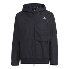Куртка adidas Solid Color Big Pocket Sports Hooded Jacket Men&apos;s Black, черный