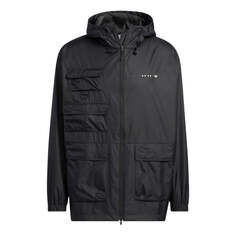 Куртка Men&apos;s adidas originals SS22 Solid Color Stand Collar Hooded Drawstring Sports Jacket Autumn Black, черный
