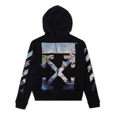 Толстовка OFF-WHITE diagonal arrow print zipped cotton, черный