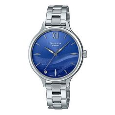 Часы CASIO SHEEN Series SEA WAVE Subject Stylish Simplicity Watch Artificial Sapphire Gradient Blue Sapphire Crystal, синий