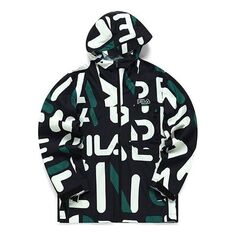 Куртка Men&apos;s FILA Full Print Casual Woven Hooded Jacket Black, черный