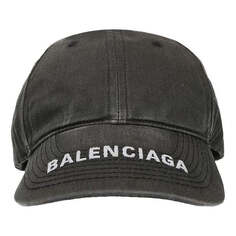 Кепка Balenciaga Washed Denim Logo Baseball Cap &apos;Black/White&apos;, черный