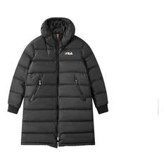 Пуховик FILA Loose Casual mid-length Stay Warm Down Jacket Couple Style Black, черный
