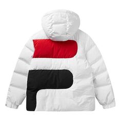 Пуховик Men&apos;s FILA Contrasting Colors Logo Short Hooded Down Jacket White, белый