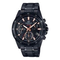 Часы CASIO Waterproof EDIFICE Quartz Sports Shockproof Sapphire Crystal Mens Black Analog, черный