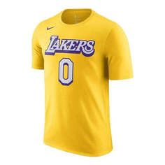 Футболка Men&apos;s Nike Alphabet Numeric Printing Basketball Sports Short Sleeve City Version Lakers Kuzma No. 0 Yellow T-Shirt, желтый