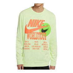 Толстовка Nike Athletic Alphabet Pattern Round Neck Pullover Long Sleeves Hoodie Men&apos;s Green, зеленый