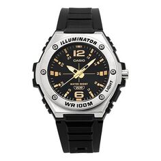 Часы Men&apos;s CASIO Casual Watch 100m waterproof Strap Mens Black Analog, черный