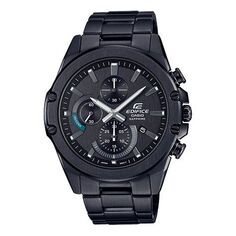 Часы CASIO EDIFICE Waterproof Sapphire Crystal Quartz Solar Powered Mens Black Analog, черный