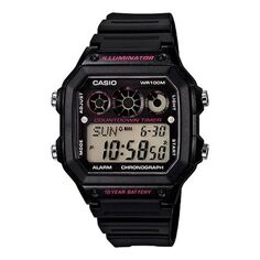 Часы CASIO Waterproof Sports Shockproof Mens Black Digital, черный