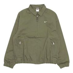 Куртка Men&apos;s Nike Solid Color Logo Casual Lapel Jacket Green, зеленый