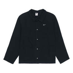 Куртка Men&apos;s Nike Solid Color Logo Lapel Casual Long Sleeves Autumn Black Jacket, черный