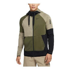 Толстовка Nike DRI-FIT color block hooded jacket &apos;Olive&apos;, зеленый