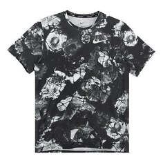 Футболка Men&apos;s Nike Pro Dri-FIT Color Block Printing Short Sleeve Black T-Shirt, черный