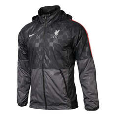Куртка Nike Liverpool F.C. AWF Soccer/Football Zipper Sports Plaid Hooded Jacket Black, черный