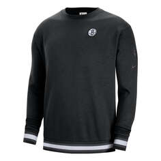 Толстовка Nike Brooklyn Nets Solid Color Fleece Lined Round Neck Pullover Long Sleeves Hoodie Men&apos;s Black, черный