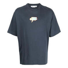 Футболка Men&apos;s OFF-WHITE FW22 Pattern Printing Round Neck Short Sleeve Loose Fit Navy Blue T-Shirt, белый