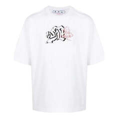 Футболка Men&apos;s OFF-WHITE FW22 Logo Printing Round Neck Pullover Short Sleeve Loose Fit White T-Shirt, белый