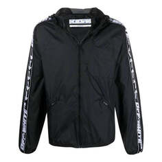 Куртка Men&apos;s OFF-WHITE SS22 Splicing Retro Sports Logo Jacquard Zipper Hooded Jacket Black, черный