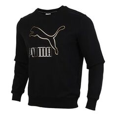 Толстовка PUMA Classics Printed Pullover Fleece Men Black/Gold, черный