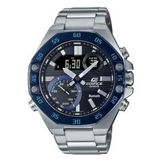 Часы Men&apos;s CASIO EDIFICE Series Classic Solar Powered Business Waterproof Blue Watch Mens Analog/Digital Combo, синий