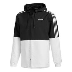 Куртка adidas E 3S WB WVN CB Running Training Sports Hooded Jacket Black White, белый