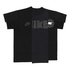 Футболка (WMNS) Nike x Sacai Crossover NRG Splicing Logo Short Sleeve Black, черный