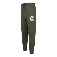 Спортивные штаны Men&apos;s Nike SS22 Logo Alphabet Printing Knit Bundle Feet Sports Pants/Trousers/Joggers Autumn Green, мультиколор