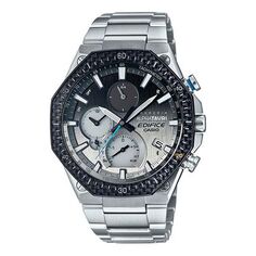 Часы CASIO EDIFICE Sports Solar Powered Waterproof Sapphire Crystal Black DialSilver Strap Mens BlackSilver Analog, черный