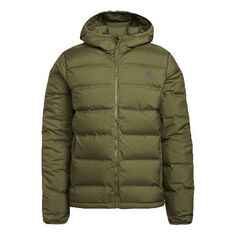 Пуховик Men&apos;s adidas Logo Long Sleeves Hooded Stay Warm With Down Feather Green Jacket, мультиколор