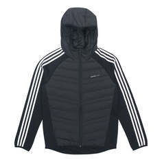 Пуховик adidas neo M Dwn Hybrd Jkt Splicing Sports hooded down Jacket Black, черный
