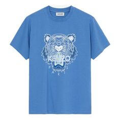 Футболка Men&apos;s KENZO FW21 Printing Tiger Head Round Neck Short Sleeve Blue T-Shirt, синий