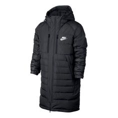 Пуховик Men&apos;s Nike Casual Long Knee-Length Down Black Jacket, черный