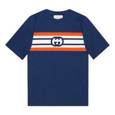 Футболка GUCCI Interlocking G Stripe Print T-shirt &apos;Blue&apos;, синий