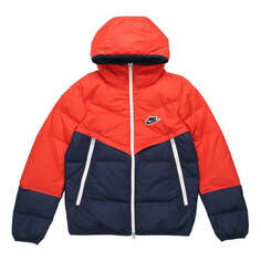 Пуховик Nike Sportswear Down-Fill Windrunner hooded Stay Warm Colorblock Short Down Jacket Red Blue Redblue, синий